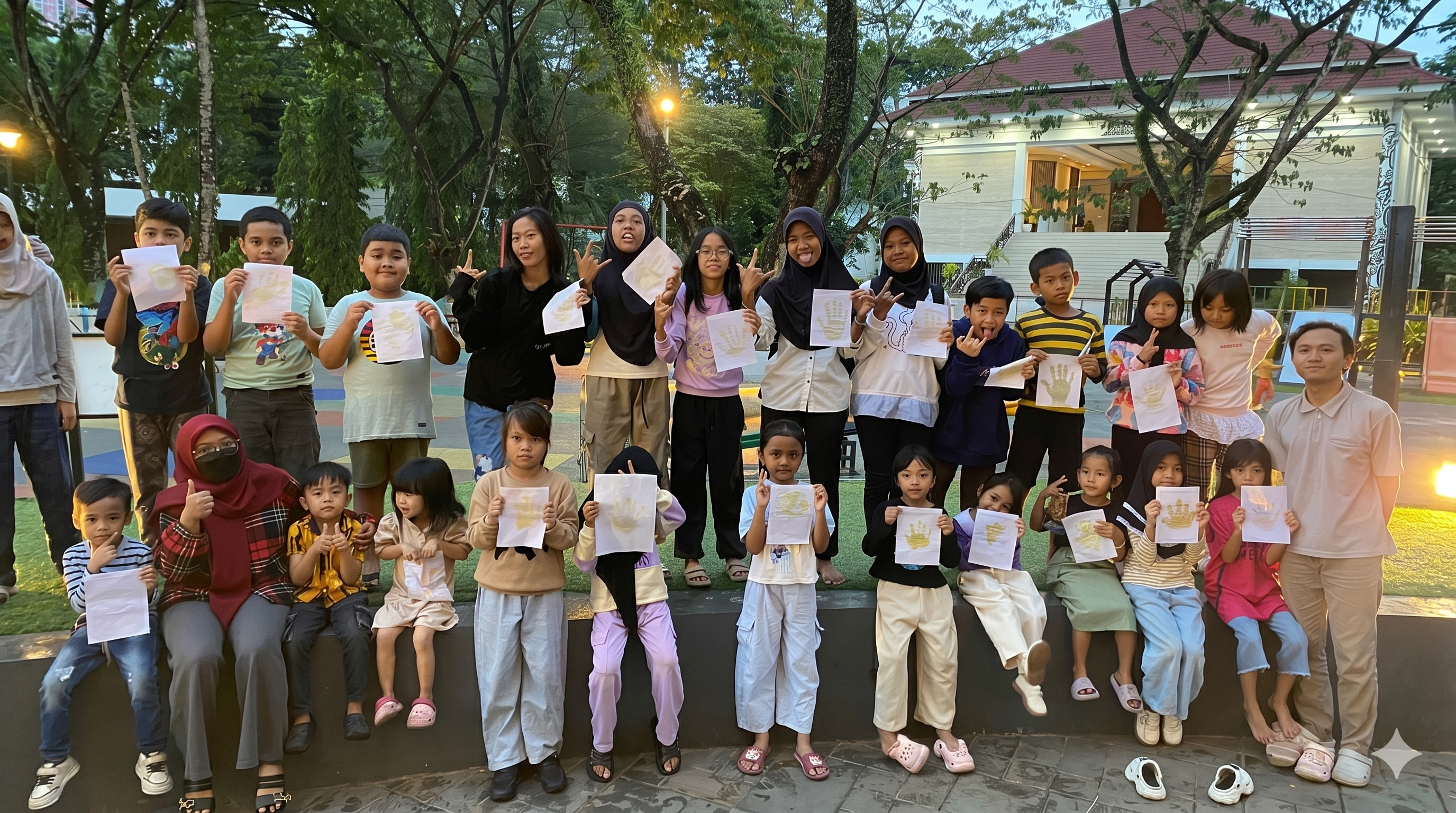 Students playing and learning outdoors